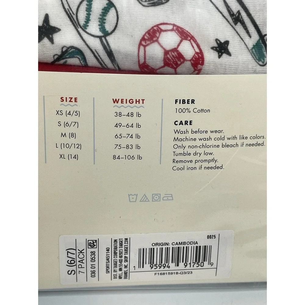 Cat & Jack Boxer Briefs Boys 7 Pack Sport Solid Print Size S (6/7) Underwear